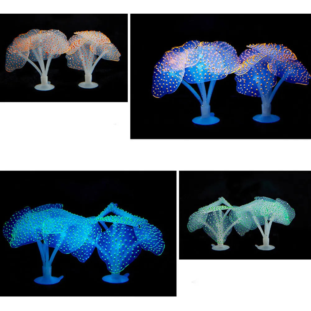 Luminous Silicone Anemone Aquarium Ornament – Glowing Artificial Coral Plant Decor for Fish Tanks