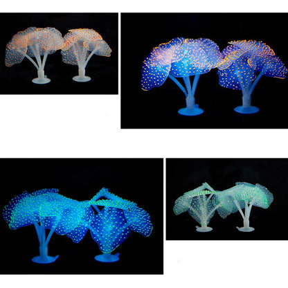 Luminous Silicone Anemone Aquarium Ornament – Glowing Artificial Coral Plant Decor for Fish Tanks