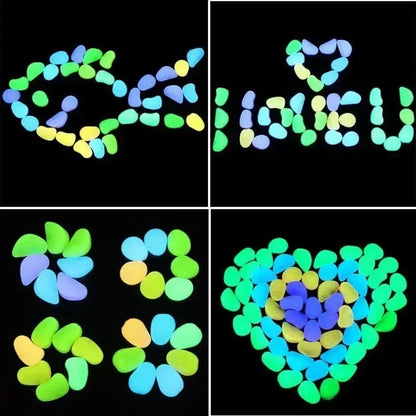 Glow-in-the-Dark Garden Pebbles – 3–5mm Luminous Decorative Stones for Aquarium, Pathways, and DIY Landscaping (100–500pcs)