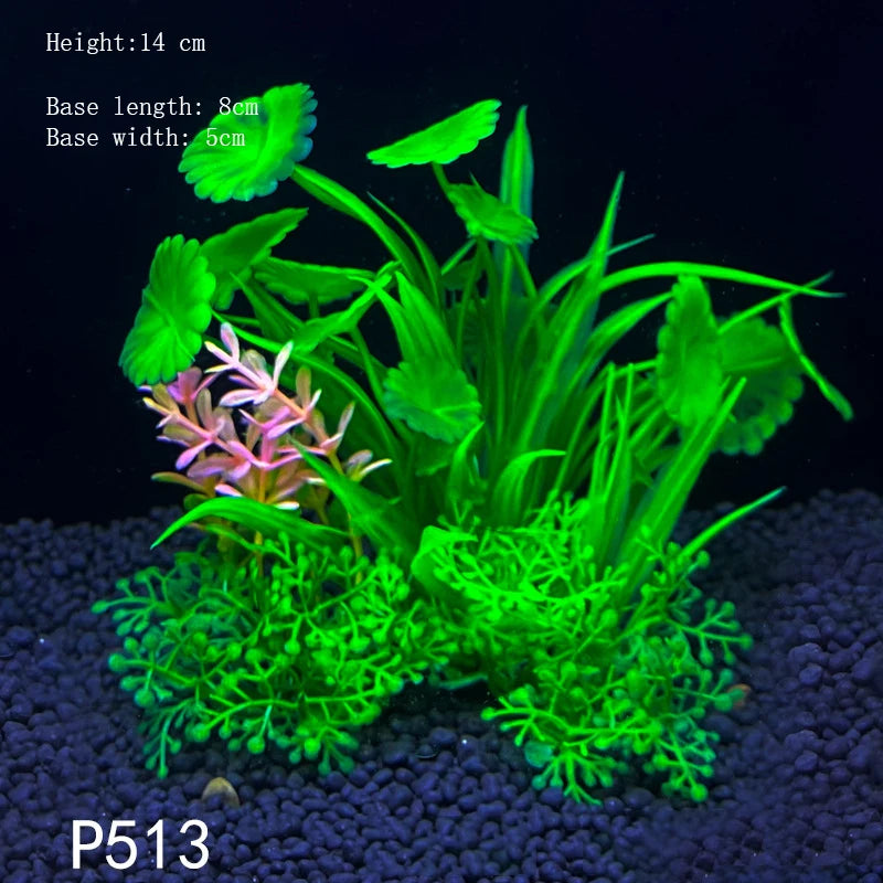 Artificial Underwater Aquarium Plant – Plastic Aquatic Shrub with Resin Base for Fish Tank Decoration