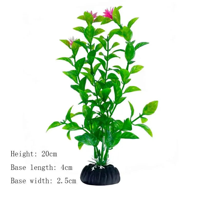 Artificial Underwater Aquarium Plant – Plastic Aquatic Shrub with Resin Base for Fish Tank Decoration