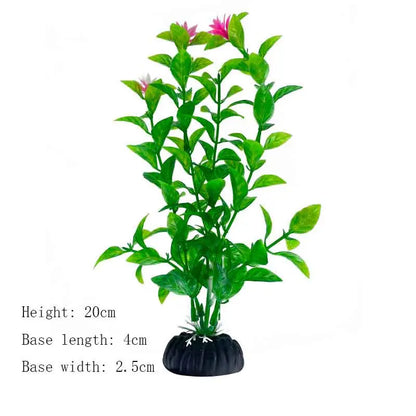 Artificial Underwater Aquarium Plant – Plastic Aquatic Shrub with Resin Base for Fish Tank Decoration
