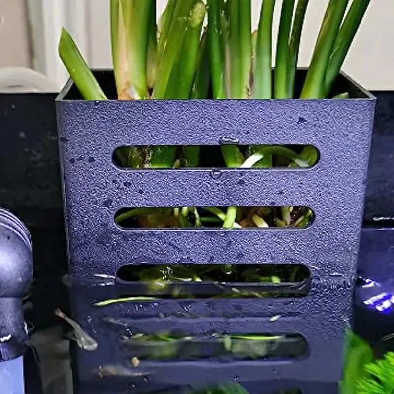 Aquarium Plant Stand & Storage Basket – Adsorbable Hydroponic Holder for Fish Tanks (12.9×8×5.4cm)