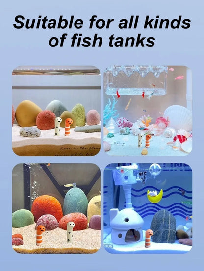 2-Pcs Cute Animal Aquarium Decor Set — Resin Landscaping Ornaments for Fish Tanks & Home Decoration
