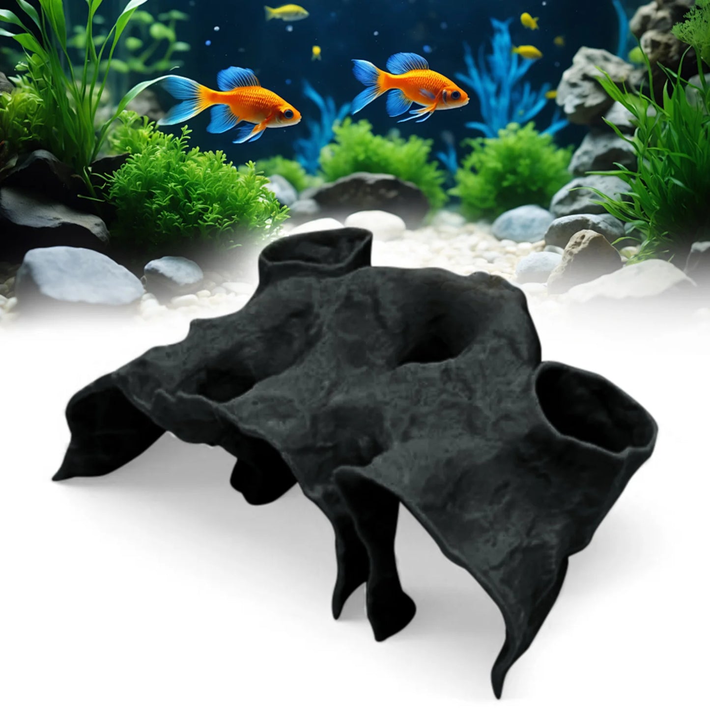 Gravel Tunnel Cave Aquarium Ornament – Smooth Resin Fish Hideout with Natural Curve Design