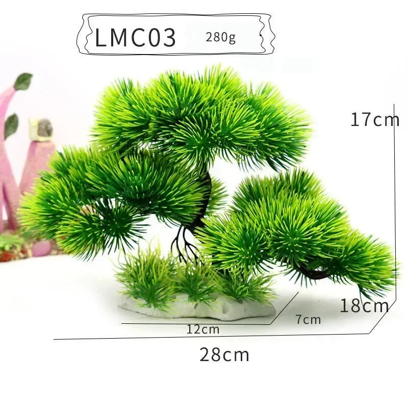 Artificial Aquarium Bonsai Tree – Resin Base with Lush Green Foliage for Aquascaping & Fish Tank Landscaping