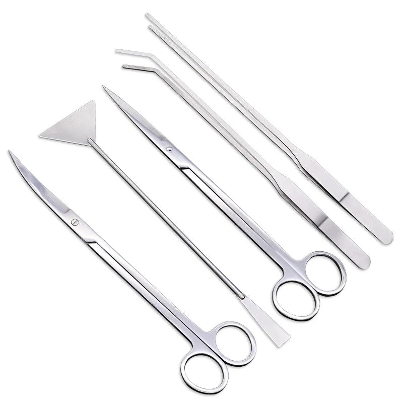 Aquarium Cleaning Tools Set Stainless Steel Scissors Tweezers Shovel Wave Trimmer Aquatic Plant Care Kit for Fish Tanks