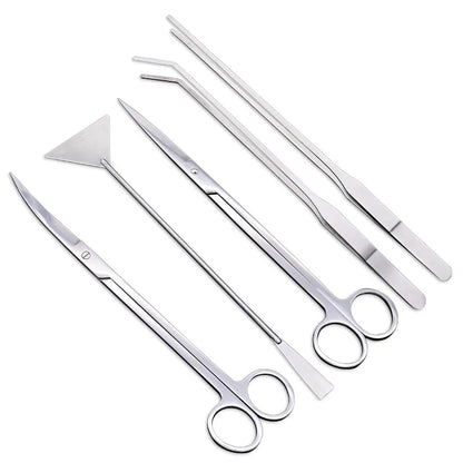 Aquarium Cleaning Tools Set Stainless Steel Scissors Tweezers Shovel Wave Trimmer Aquatic Plant Care Kit for Fish Tanks