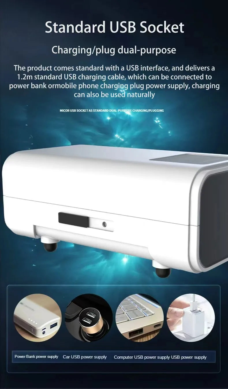 Rechargeable Aquarium Air Pump 6000mAh – Portable Oxygen Booster with AC/DC Auto-Switch & 185h Backup