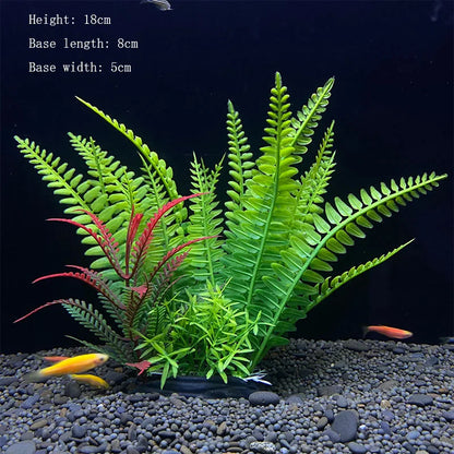 Artificial Underwater Aquarium Plant – Plastic Aquatic Shrub with Resin Base for Fish Tank Decoration