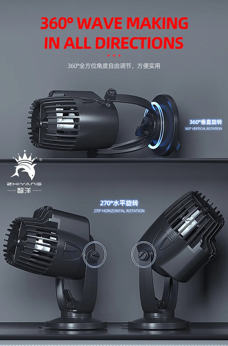 Aquarium Wavemaker Pump 360° Adjustable Wave Maker, Submersible Circulation & Aeration Pump for Fish Tanks 220–240V