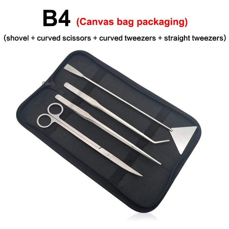 Aquarium Cleaning Tools Set Stainless Steel Scissors Tweezers Shovel Wave Trimmer Aquatic Plant Care Kit for Fish Tanks