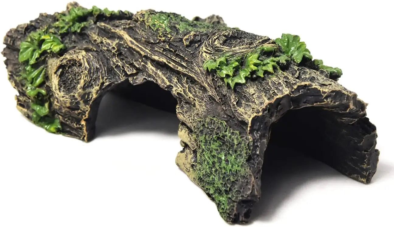 Hollow Tree Trunk Cave Ornament – Natural Aquarium Hideout for Fish & Shrimp, Reptile Shelter Decoration