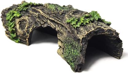 Hollow Tree Trunk Cave Ornament – Natural Aquarium Hideout for Fish & Shrimp, Reptile Shelter Decoration