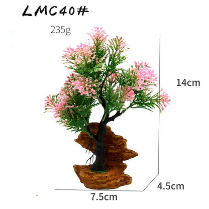 Artificial Aquarium Bonsai Tree – Resin Base with Lush Green Foliage for Aquascaping & Fish Tank Landscaping