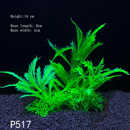 Artificial Underwater Aquarium Plant – Plastic Aquatic Shrub with Resin Base for Fish Tank Decoration