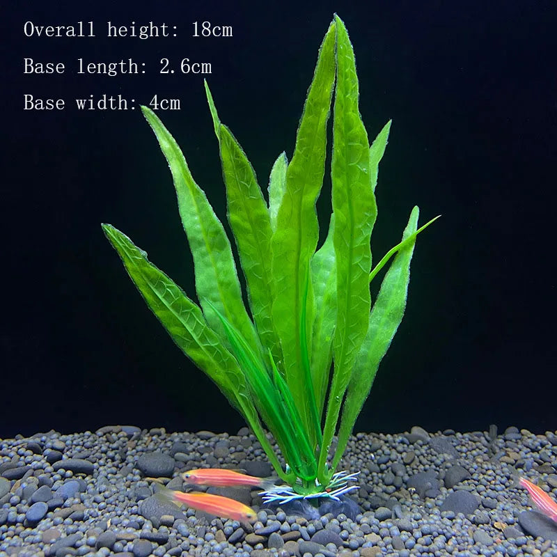 Artificial Underwater Aquarium Plant – Plastic Aquatic Shrub with Resin Base for Fish Tank Decoration