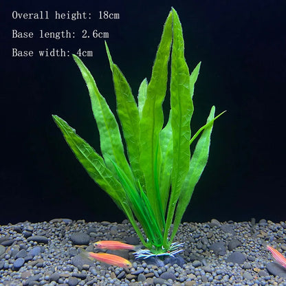 Artificial Underwater Aquarium Plant – Plastic Aquatic Shrub with Resin Base for Fish Tank Decoration