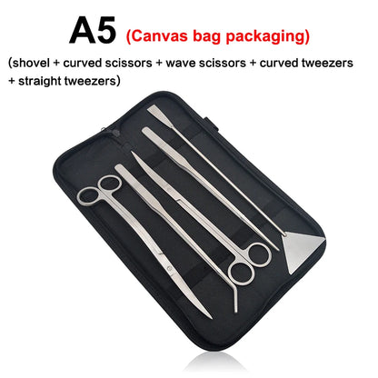 Aquarium Cleaning Tools Set Stainless Steel Scissors Tweezers Shovel Wave Trimmer Aquatic Plant Care Kit for Fish Tanks