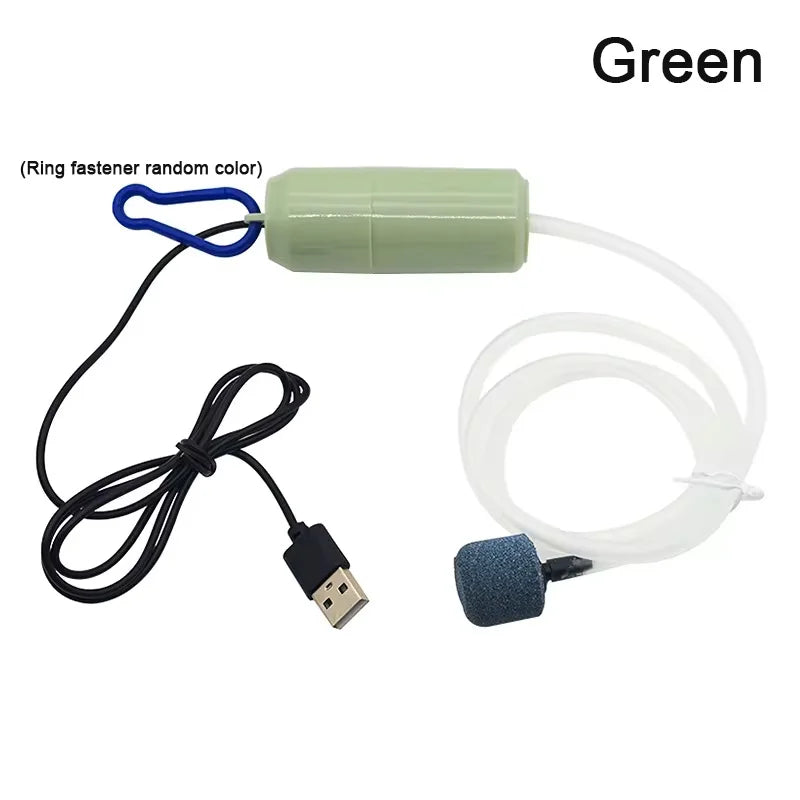 USB Mini Aquarium Air Pump – Silent Oxygenator with Air Stone, Portable 5V Oxygen Aerator for Fish Tanks & Outdoor Use