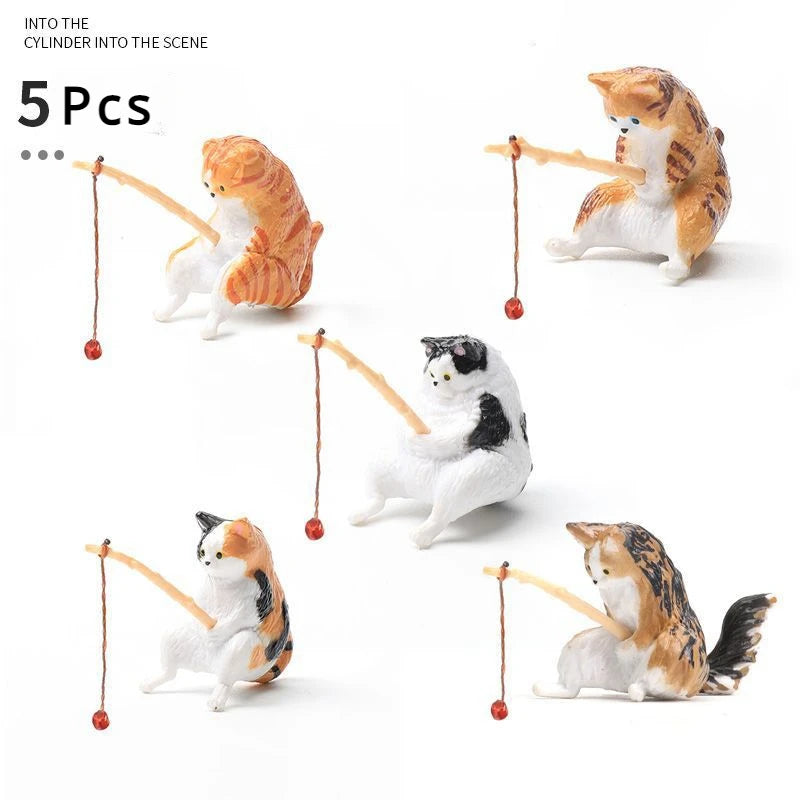 Cute Fishing Cat Aquarium Ornament – Mini Decorative Figurine for Aquascaping, Micro-Landscapes & DIY Tank Decor