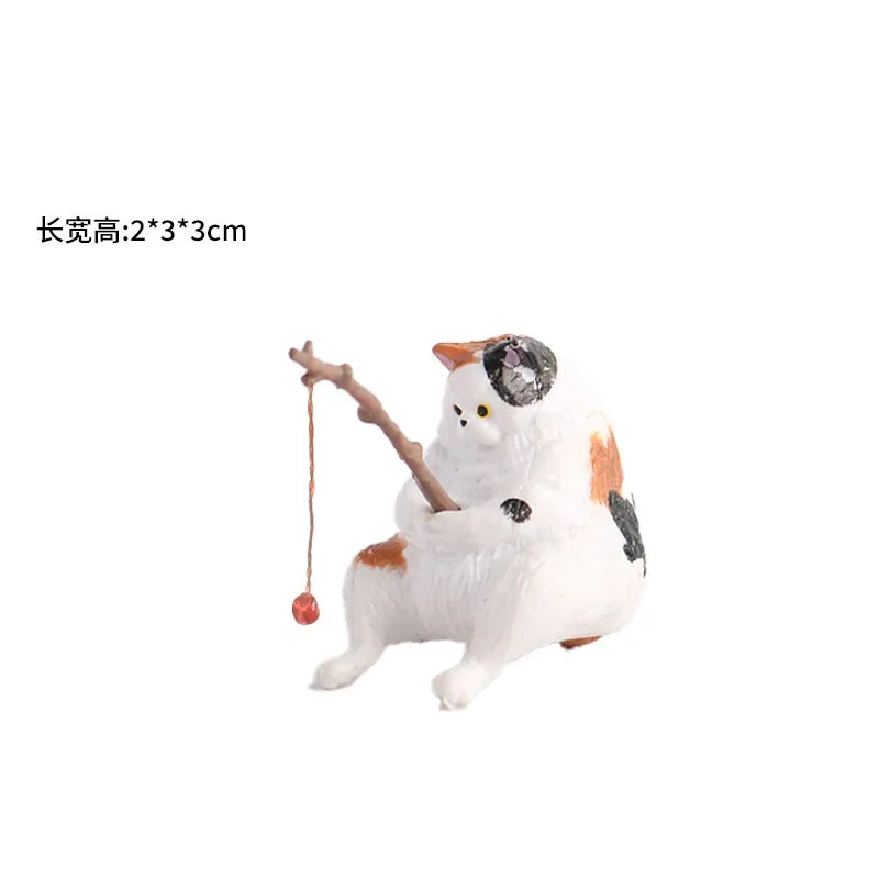 Cute Fishing Cat Aquarium Ornament – Mini Decorative Figurine for Aquascaping, Micro-Landscapes & DIY Tank Decor