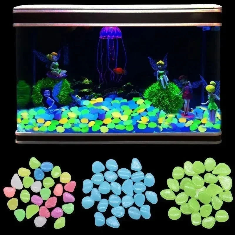 Glow-in-the-Dark Garden Pebbles – 3–5mm Luminous Decorative Stones for Aquarium, Pathways, and DIY Landscaping (100–500pcs)