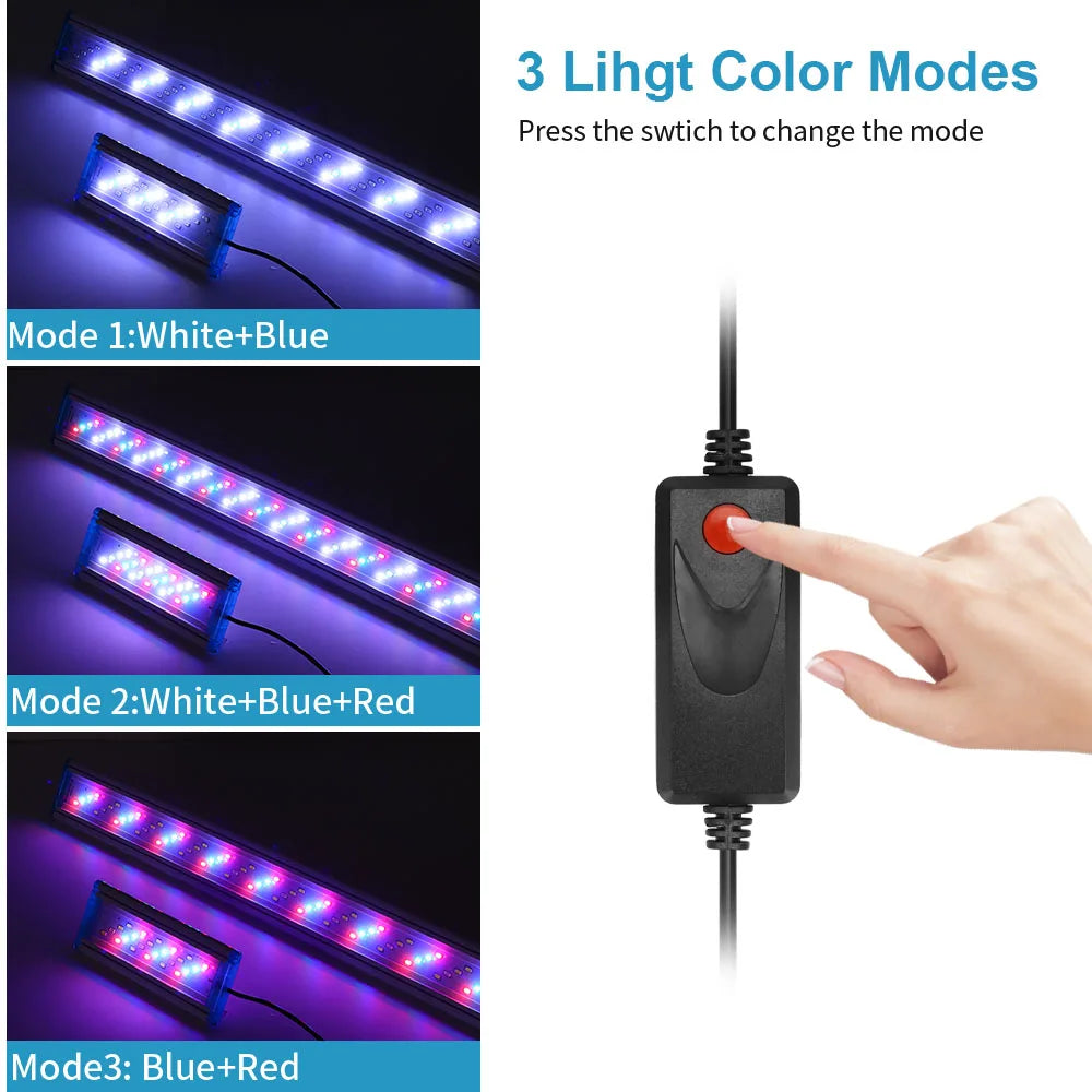 Ultra-Thin LED Aquarium Light – Expandable Clip-On Plant Light (18–75CM Models, Full Spectrum, 220-240V)
