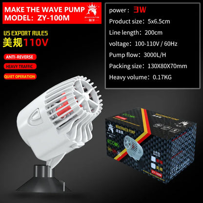 Aquarium Wavemaker Pump 360° Adjustable Wave Maker, Submersible Circulation & Aeration Pump for Fish Tanks 220–240V