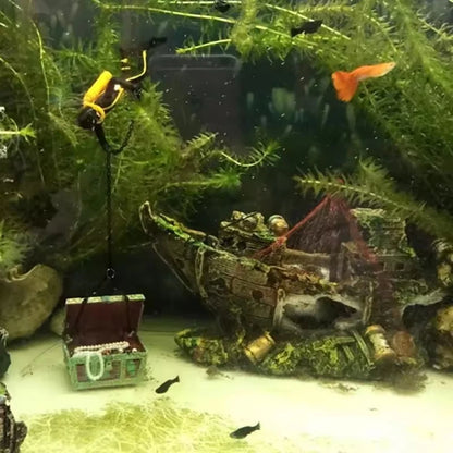 Pirate Shipwreck Aquarium Ornament – Resin Sunken Ship Cave Decoration