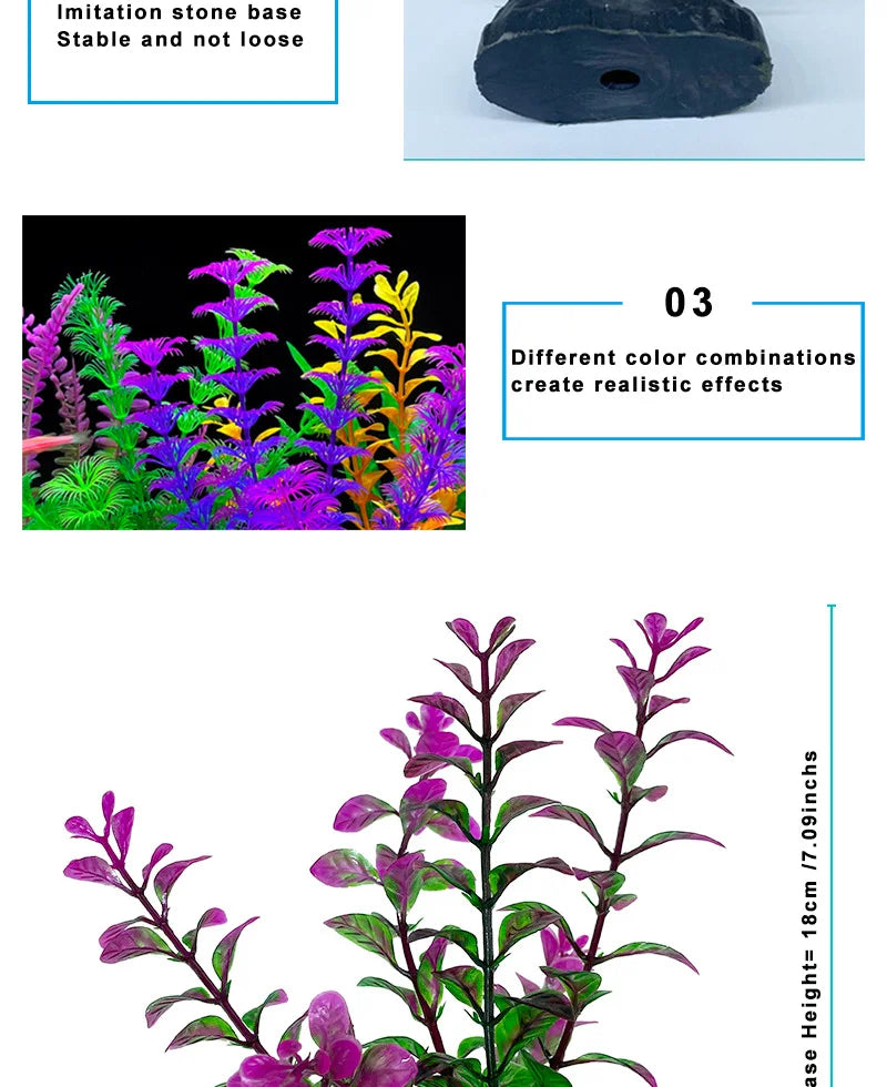 18cm Artificial Aquarium Plant – Soft Plastic Simulation Water Grass for Fish Tank Decoration