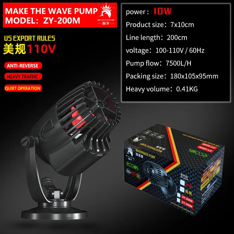 Aquarium Wavemaker Pump 360° Adjustable Wave Maker, Submersible Circulation & Aeration Pump for Fish Tanks 220–240V