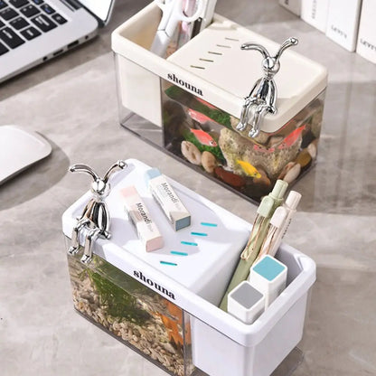 Small Tabletop Fish Tank with Cover