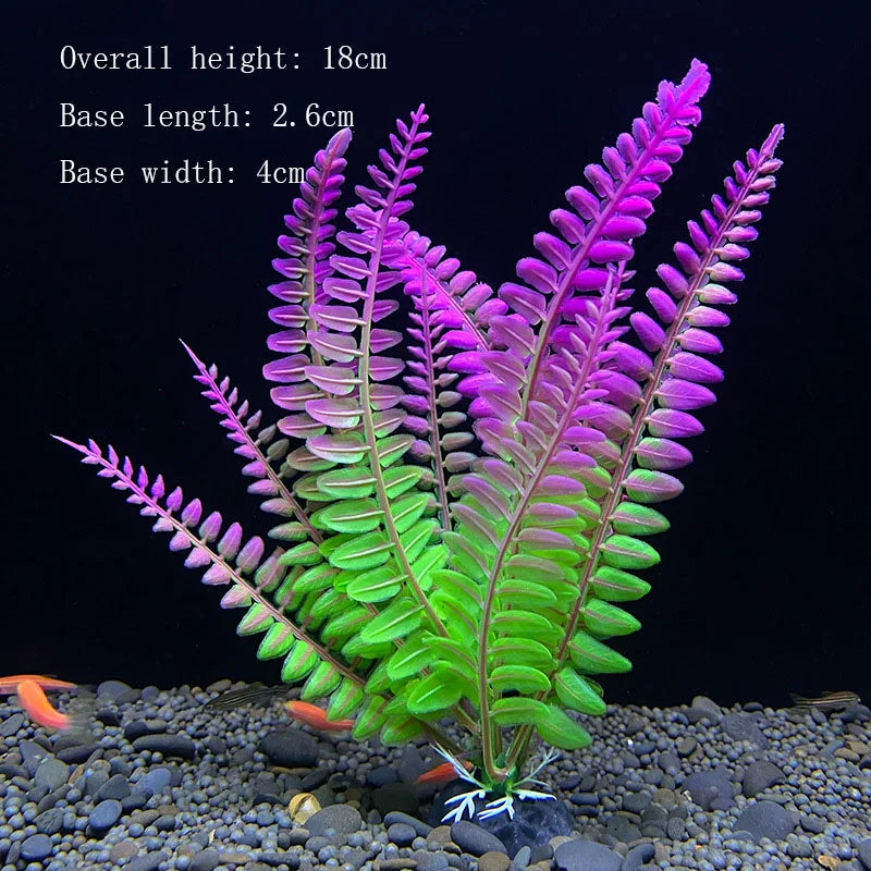 Artificial Underwater Aquarium Plant – Plastic Aquatic Shrub with Resin Base for Fish Tank Decoration