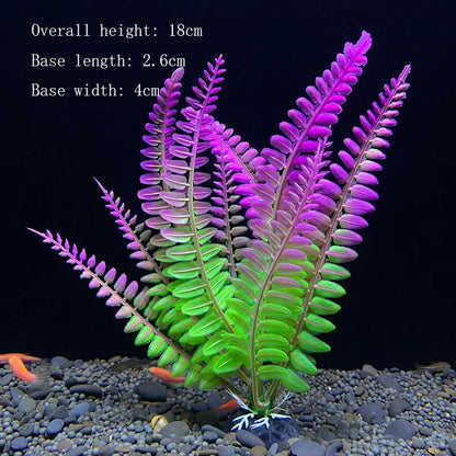 Artificial Underwater Aquarium Plant – Plastic Aquatic Shrub with Resin Base for Fish Tank Decoration