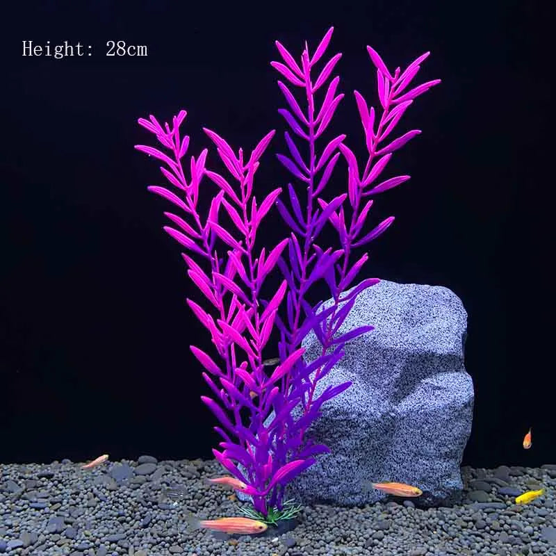 Artificial Underwater Aquarium Plant – Plastic Aquatic Shrub with Resin Base for Fish Tank Decoration