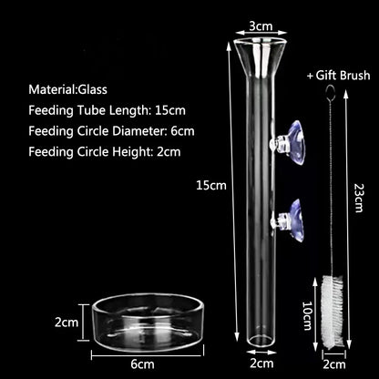 10cm–40cm Glass Shrimp Feeding Tube with Dish