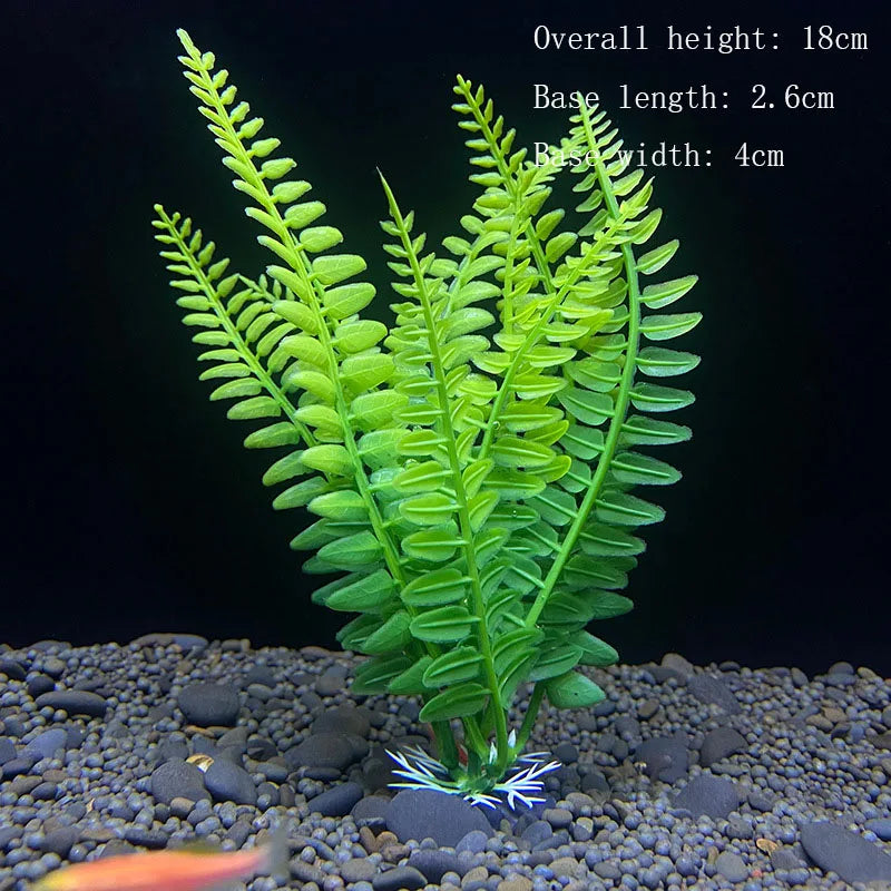 Artificial Underwater Aquarium Plant – Plastic Aquatic Shrub with Resin Base for Fish Tank Decoration