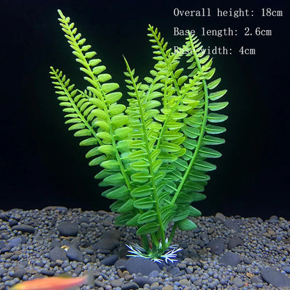 Artificial Underwater Aquarium Plant – Plastic Aquatic Shrub with Resin Base for Fish Tank Decoration