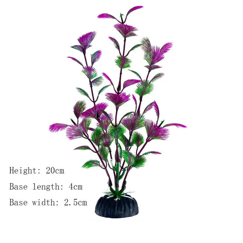 Artificial Underwater Aquarium Plant – Plastic Aquatic Shrub with Resin Base for Fish Tank Decoration