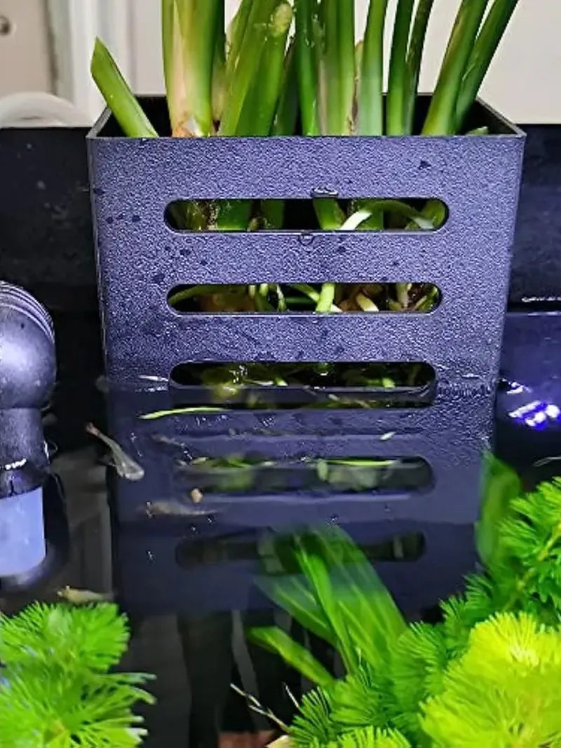 Aquarium Plant Stand & Storage Basket – Adsorbable Hydroponic Holder for Fish Tanks (12.9×8×5.4cm)