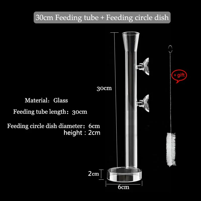 10cm–40cm Glass Shrimp Feeding Tube with Dish