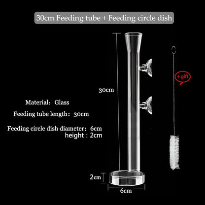 10cm–40cm Glass Shrimp Feeding Tube with Dish