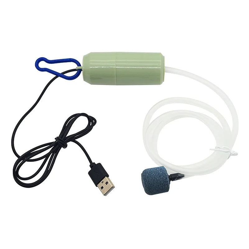 USB Mini Aquarium Air Pump – Silent Oxygenator with Air Stone, Portable 5V Oxygen Aerator for Fish Tanks & Outdoor Use