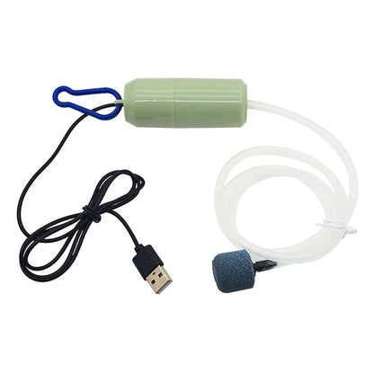 USB Mini Aquarium Air Pump – Silent Oxygenator with Air Stone, Portable 5V Oxygen Aerator for Fish Tanks & Outdoor Use