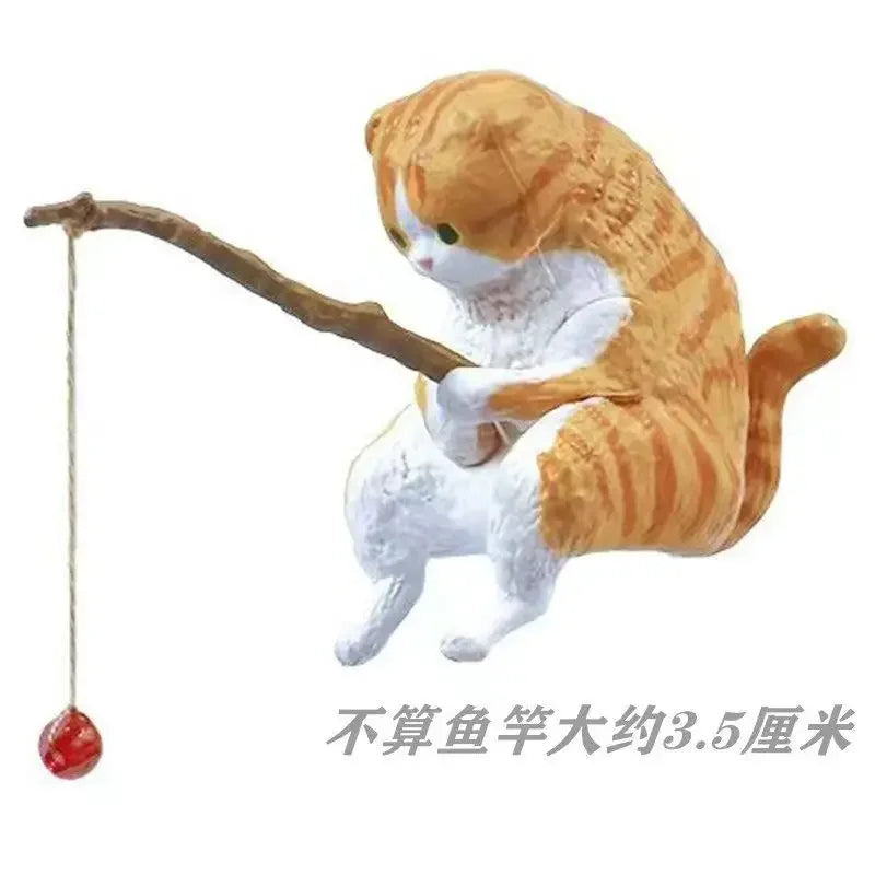 Cute Fishing Cat Aquarium Ornament – Mini Decorative Figurine for Aquascaping, Micro-Landscapes & DIY Tank Decor