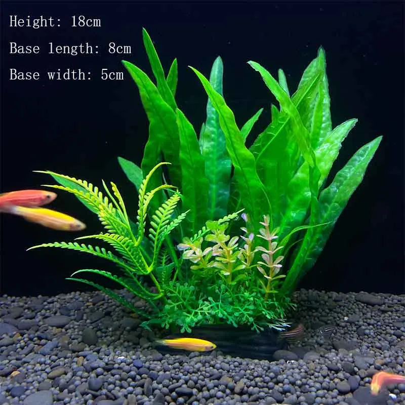 Artificial Underwater Aquarium Plant – Plastic Aquatic Shrub with Resin Base for Fish Tank Decoration