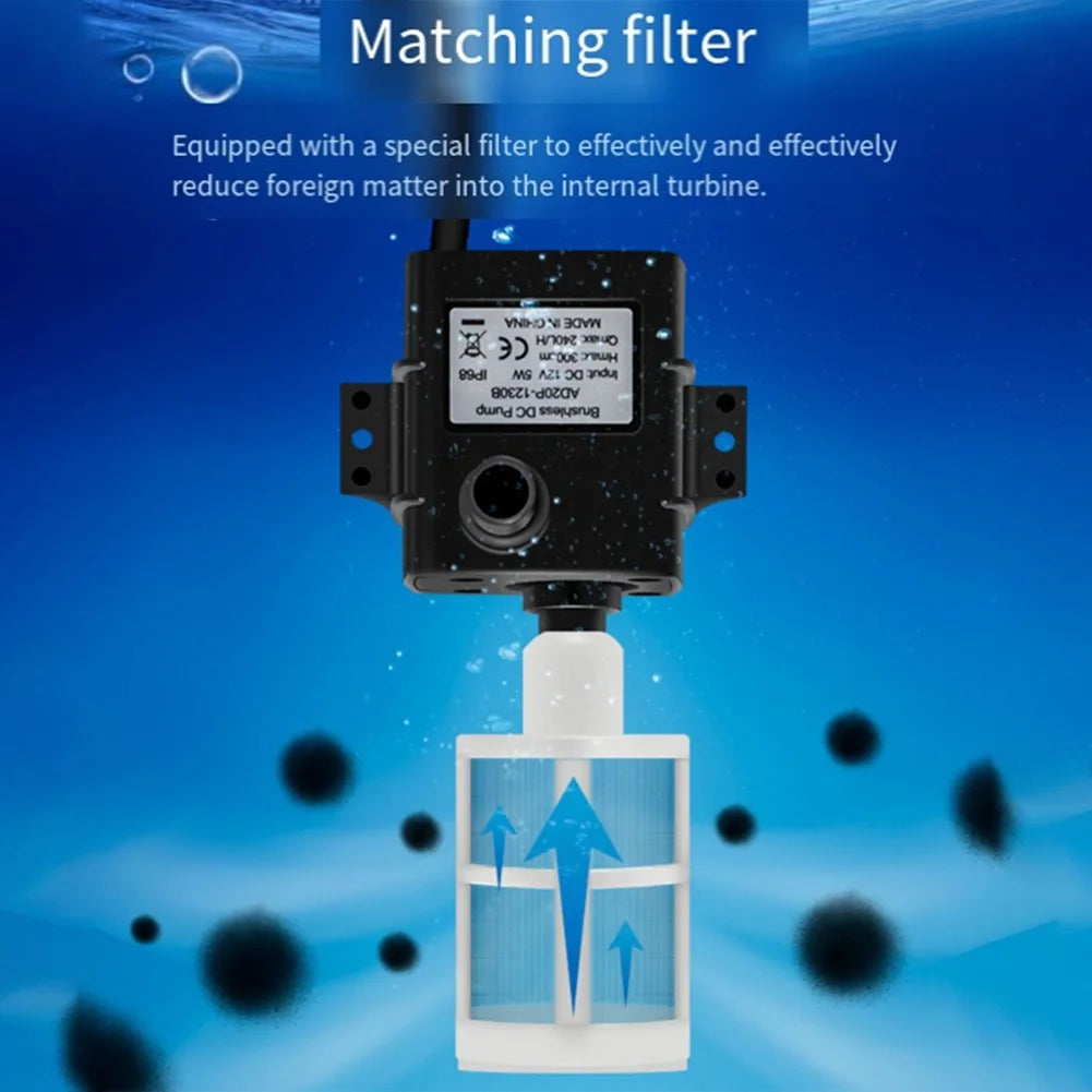 Solar Powered 12V Submersible Water Pump | 6W Solar Panel Outdoor Pond & Fish Tank Circulation Pump (240 L/H)