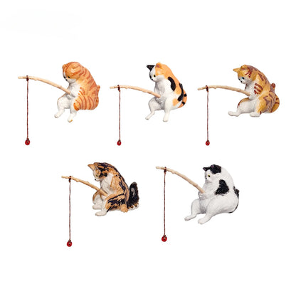 Cute Fishing Cat Aquarium Ornament – Mini Decorative Figurine for Aquascaping, Micro-Landscapes & DIY Tank Decor