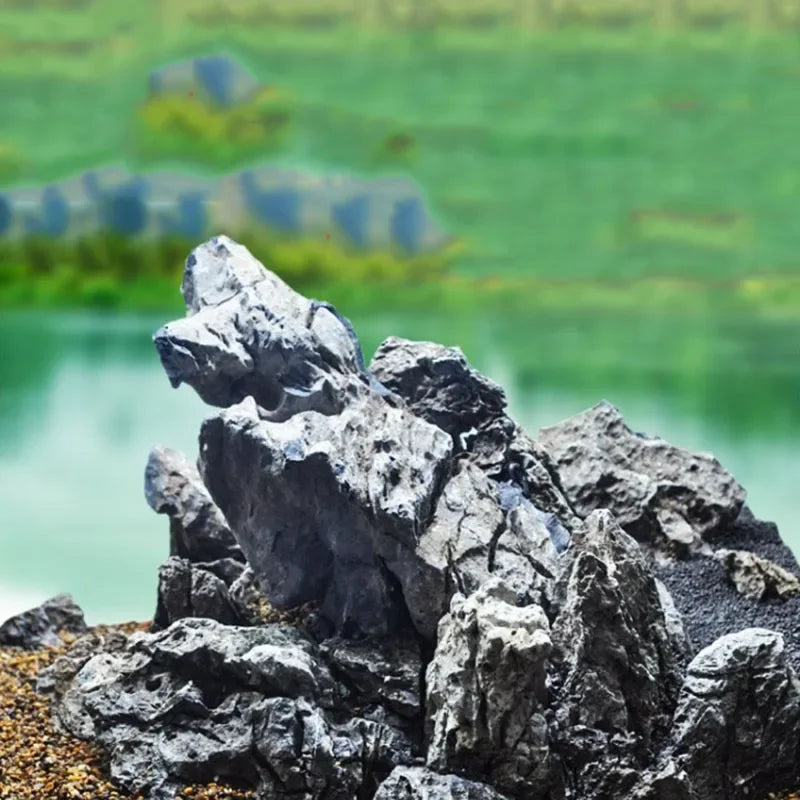Natural Aquarium Rockery Stones – 100g / 250g / 500g Grey Stone Landscaping Decor for Fish Tanks & Aquascaping